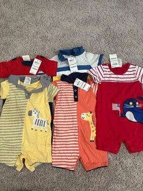 Bundle of 5 6-9 month boy rompers